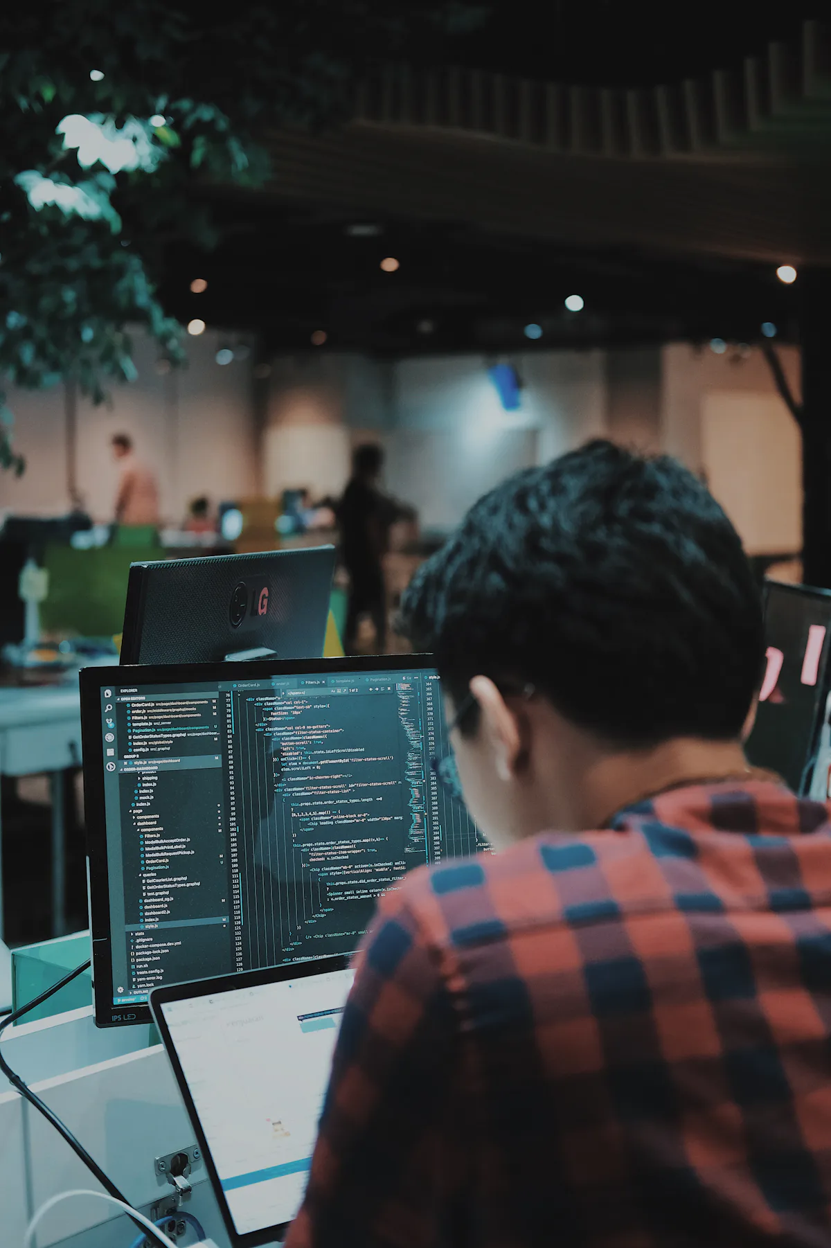 Software engineer writing code